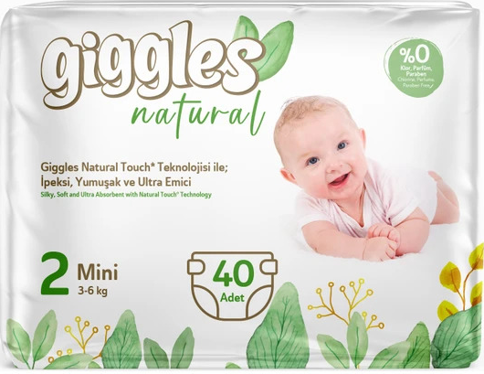 Підгузки дитячі Giggles Natural 2 Mini 3-6 кг 40 шт